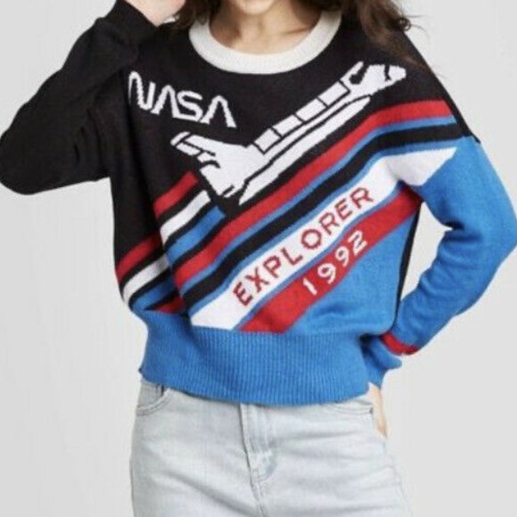Well Worn Sweaters - NEW Holiday NASA Graphic Pullover Knit Sweater, M